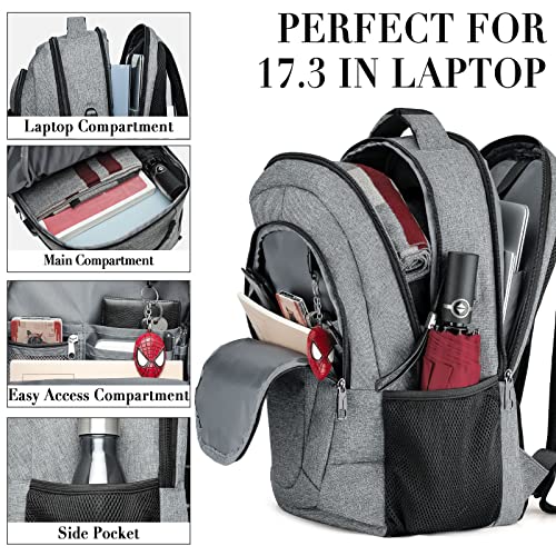 BIKROD Travel Laptop Backpack, Backpacks for School College Teens, Business Anti Theft Slim Sturdy Backpack for Woman and Men with USB Charging Port, Adult Computer Work Backpack for 17 IN Laptop, Grey - Image 2