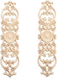 MUXSAM Wood Onlays Appliques, Long Wooden Carved Overlays Furniture Center Carvings Decals for Cabinet Closet Door Wall - Image 1