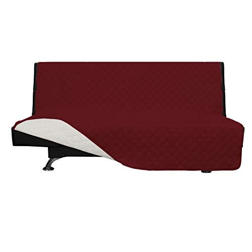 Easy-Going EasyGoing Futon Slipcover  Reversible Sofa Cover Armless Water Resistant  Protects Furniture from Pets  Kids  Christmas RedIvory 