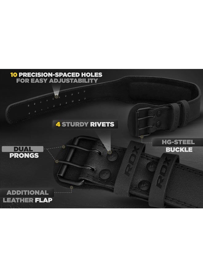 Rdx Weight Lifting Belt Gym Fitness, Cowhide Leather, 4” 6” Padded Lumbar Back Support, 10 Adjustable Holes, Weightlifting Powerlifting Bodybuilding Deadlift Squat Workout Strength Training, Men Women - Image 4