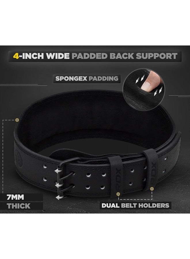 Rdx Weight Lifting Belt Gym Fitness, Cowhide Leather, 4” 6” Padded Lumbar Back Support, 10 Adjustable Holes, Weightlifting Powerlifting Bodybuilding Deadlift Squat Workout Strength Training, Men Women - Image 3