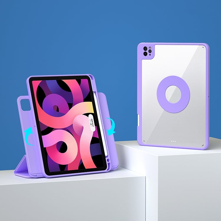 erorex Magnetic Rotating Clear Back Smart Tablet Case For Ipad Air 2022 / 2020 10.9(Light Purple) - Image 1
