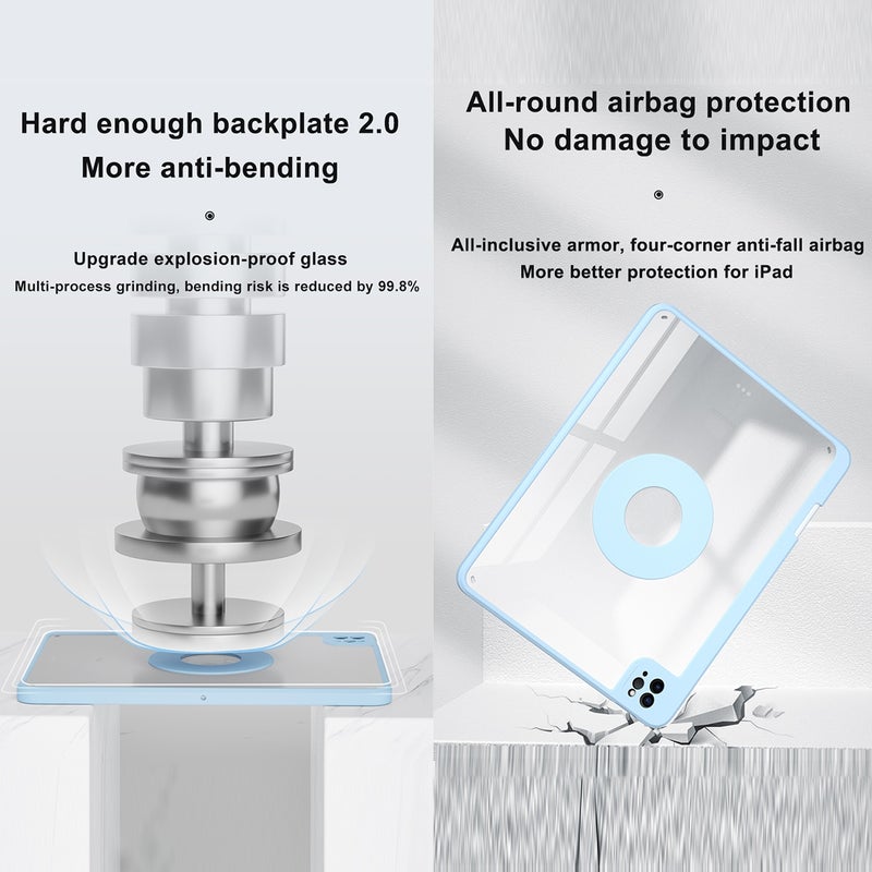 erorex Magnetic Rotating Clear Back Smart Tablet Case For Ipad Air 2022 / 2020 10.9(Light Purple) - Image 4