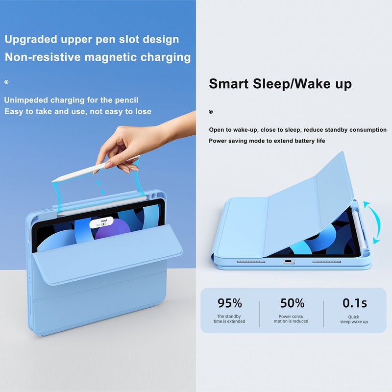 erorex Magnetic Rotating Clear Back Smart Tablet Case For Ipad Air 2022 / 2020 10.9(Light Purple) - Image 5