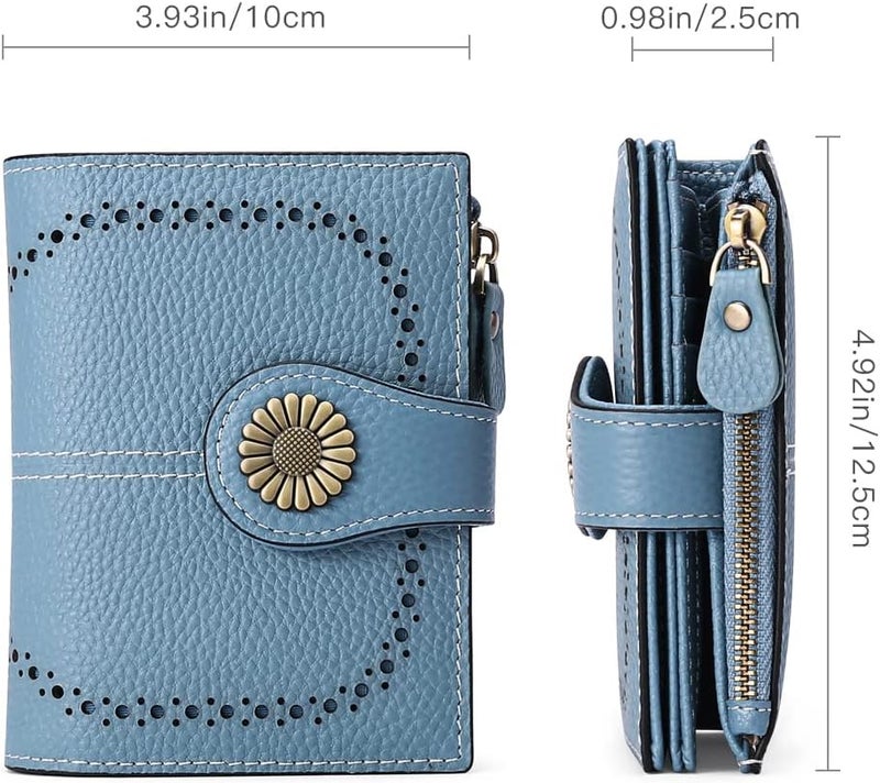SENDEFN Small Womens Wallet Leather Bifold Card Holder RFID Blocking with Zipper Coin Pocket - Image 3
