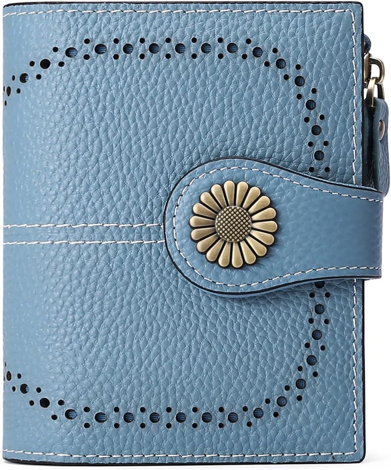 SENDEFN Small Womens Wallet Leather Bifold Card Holder RFID Blocking with Zipper Coin Pocket - Image 1