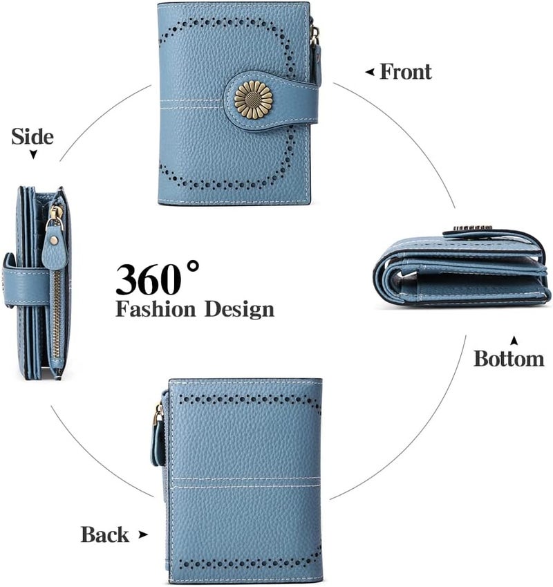 SENDEFN Small Womens Wallet Leather Bifold Card Holder RFID Blocking with Zipper Coin Pocket - Image 4