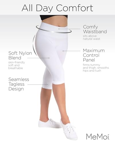 SlimMe Double Agent High Waist Shaping Capris - SlimMe by MeMoi - Versatile Leggings ,White,X-Large - Image 3