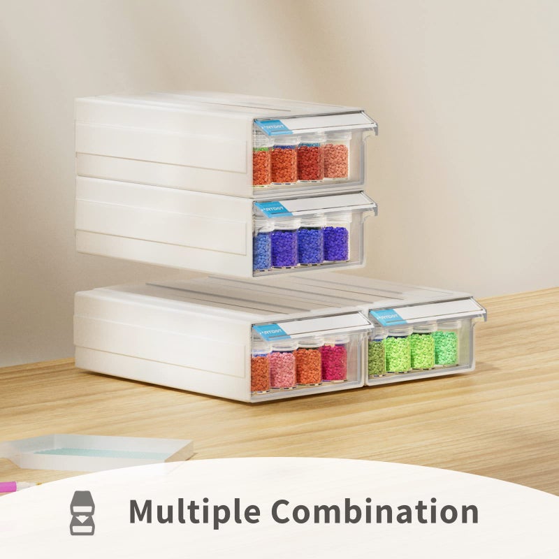 ARTDOT 2-Pack Interlocking Storage Containers for Diamond Art Kits for Adults, 64 Slots Storage Box for Diamond Painting Accessories and Tools - Image 4