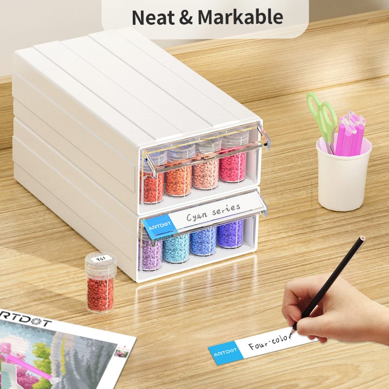 ARTDOT 2-Pack Interlocking Storage Containers for Diamond Art Kits for Adults, 64 Slots Storage Box for Diamond Painting Accessories and Tools - Image 3