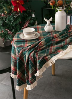 Beauenty Tablecloth90 * 90cm for Round Table Dining Table Cloth with Tassel Cotton Linen Wrinkle Free Table Cover  - Image 3