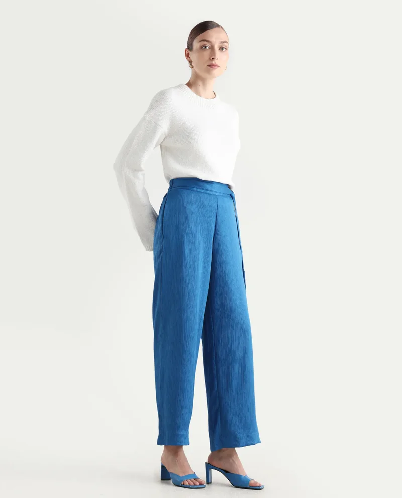 Rareism Women's Mid Rise Elasticated Trouser