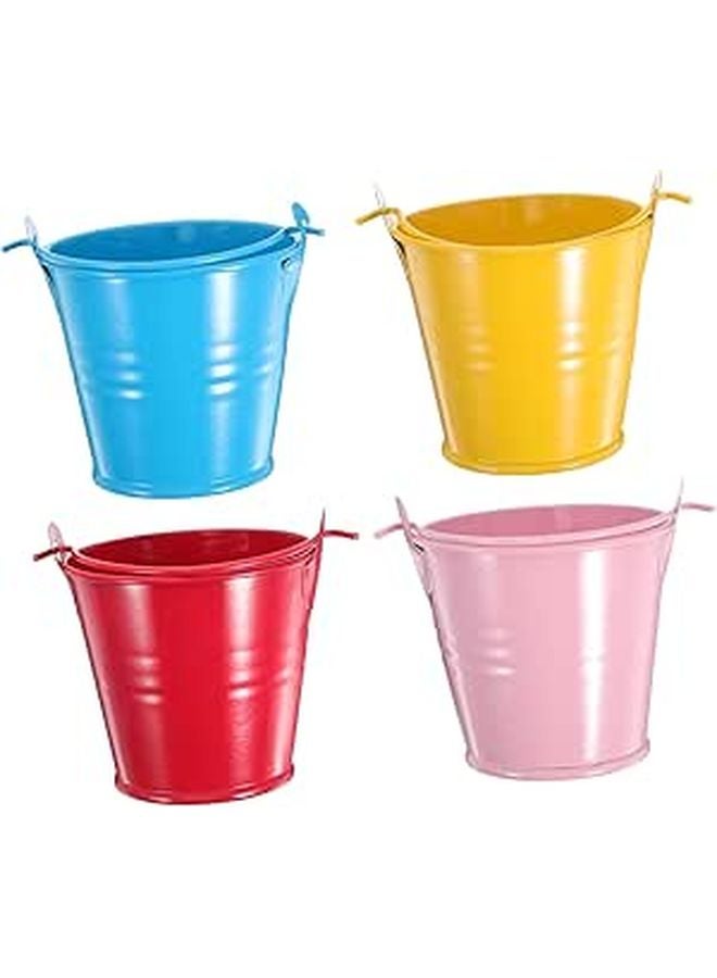 4Pcs Mini Colorful Metal Buckets Portable Snack Bowls For Parties Travel Popcorn - Image 1