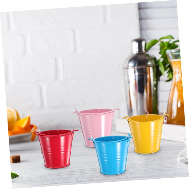 4Pcs Mini Colorful Metal Buckets Portable Snack Bowls For Parties Travel Popcorn - Image 5