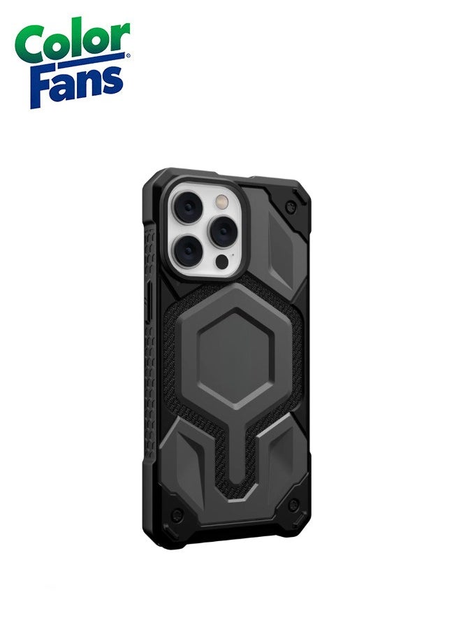 Color Fans - Apple iPhone 14 Pro Max Case, Monarch Pro Kevlar Built-in Magnet Compatible with Magnet Charging Premium Rugged Dropproof Protective Cover - Silver - Image 1