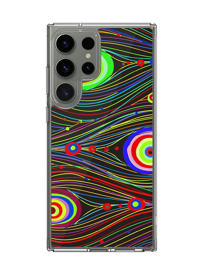 Stylizedd Classic Clear Case for Samsung Galaxy S24 Ultra , Hybrid Soft Case Flexible Edges TPU PC Gel Thin Transparent Cover - Peacock Eyes Full Print - Image 1