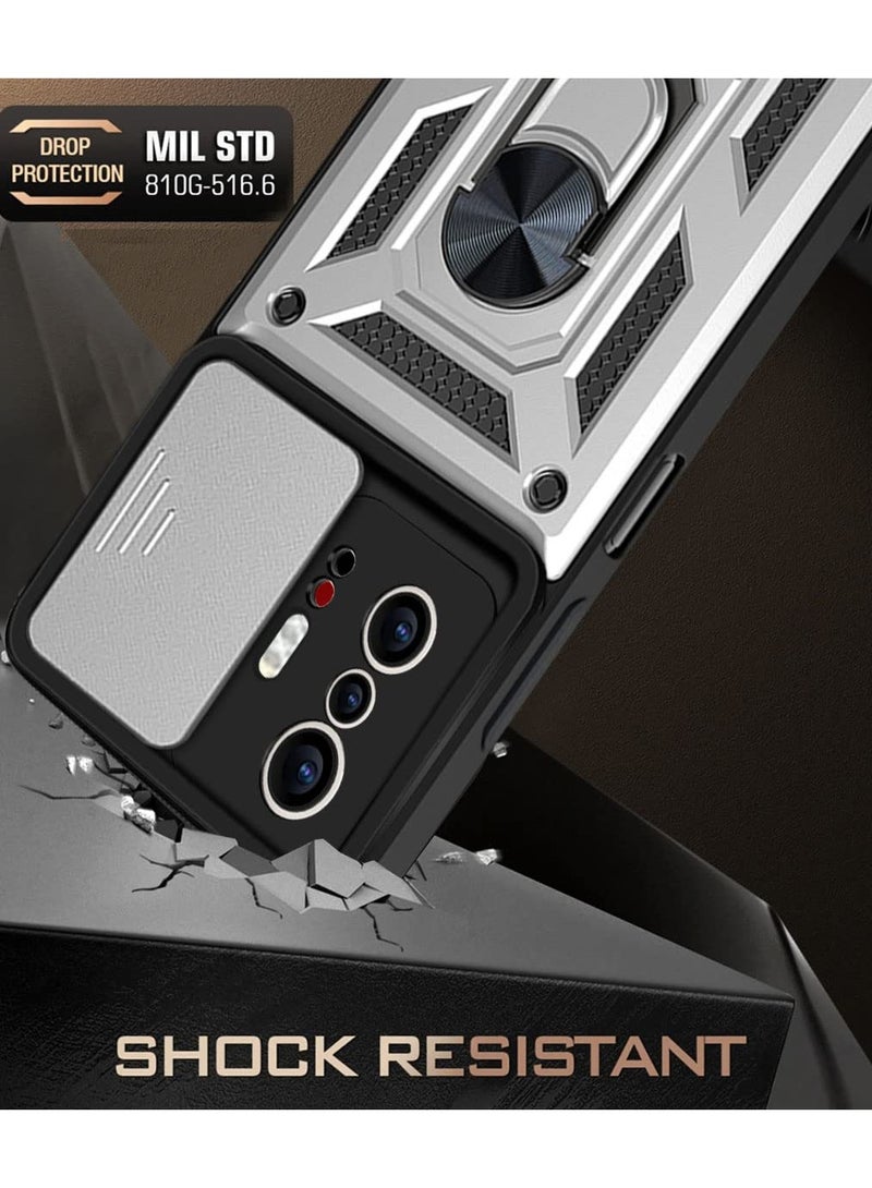 Case Cover Shockproof Windows Protective Case with Camera Protection and Metal Ring Compatible with Mi 11T / 11T Pro (Silver) - Image 3