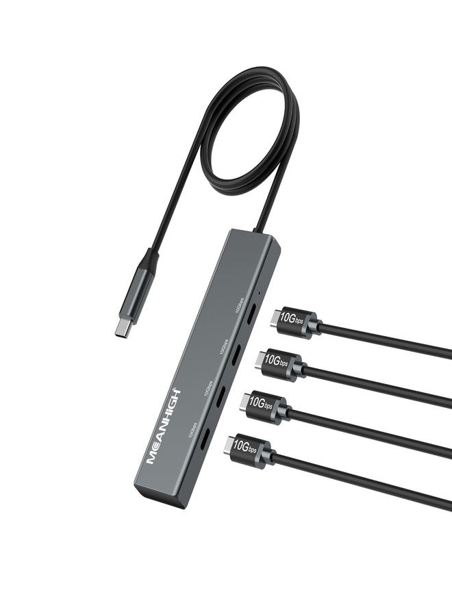 MEANHIGH USB C Hub 10Gbps, 4 Ports USB 3.2 Adapter with 4 USB-C 3.2 Ports, 100W Power Delivery, High Speed USB-C Multiport Splitter Compatible with MacBook Pro/Air, iMac, iPad Pro - Image 1