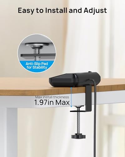 TROND Desk Clamp Power Strip - 1700J Surge Protector with 7 Outlets, Desktop Edge Mount Extension Cord, Fit 1.97" Tabletop, 10FT Flat Plug for Teacher Must Haves, Office, ETL List, Black - Image 2