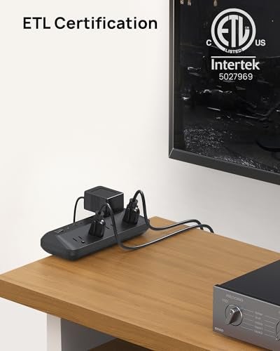 TROND Desk Clamp Power Strip - 1700J Surge Protector with 7 Outlets, Desktop Edge Mount Extension Cord, Fit 1.97" Tabletop, 10FT Flat Plug for Teacher Must Haves, Office, ETL List, Black - Image 3