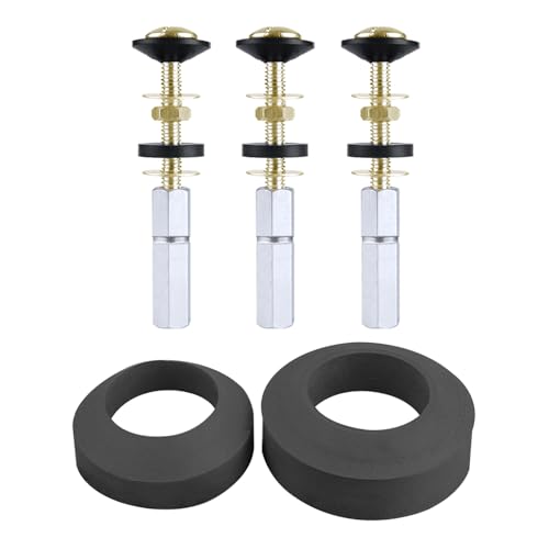 iFealClear 2 Pack Universal Toilet Tank to Bowl Gaskets with Solid Brass Toilet Hardware Replacements, Rubber Gaskets for 2-Inch/2.5-Inch Flush Valve Opening - Image 2