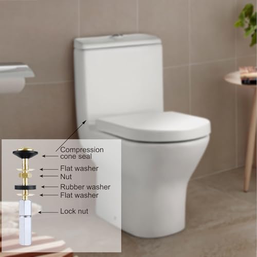 iFealClear 2 Pack Universal Toilet Tank to Bowl Gaskets with Solid Brass Toilet Hardware Replacements, Rubber Gaskets for 2-Inch/2.5-Inch Flush Valve Opening - Image 3