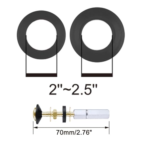 iFealClear 2 Pack Universal Toilet Tank to Bowl Gaskets with Solid Brass Toilet Hardware Replacements, Rubber Gaskets for 2-Inch/2.5-Inch Flush Valve Opening - Image 5