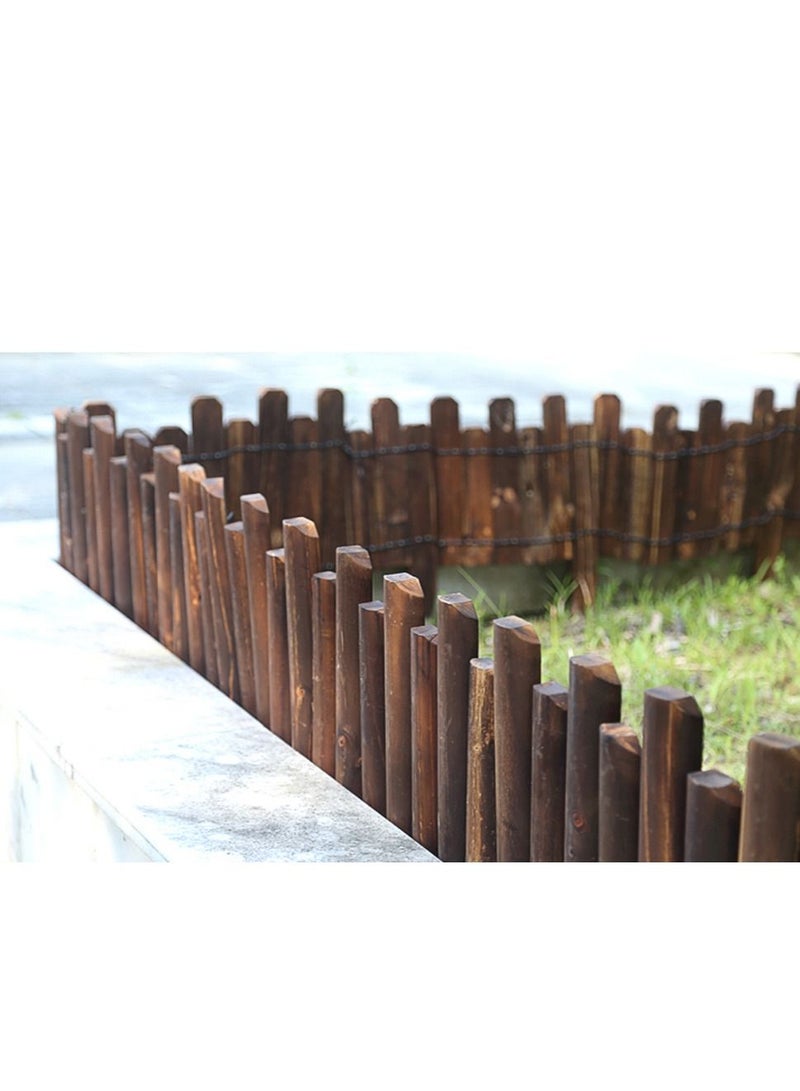 LINGWEI Wooden Picket Fence Brown 120x30cm - Image 1