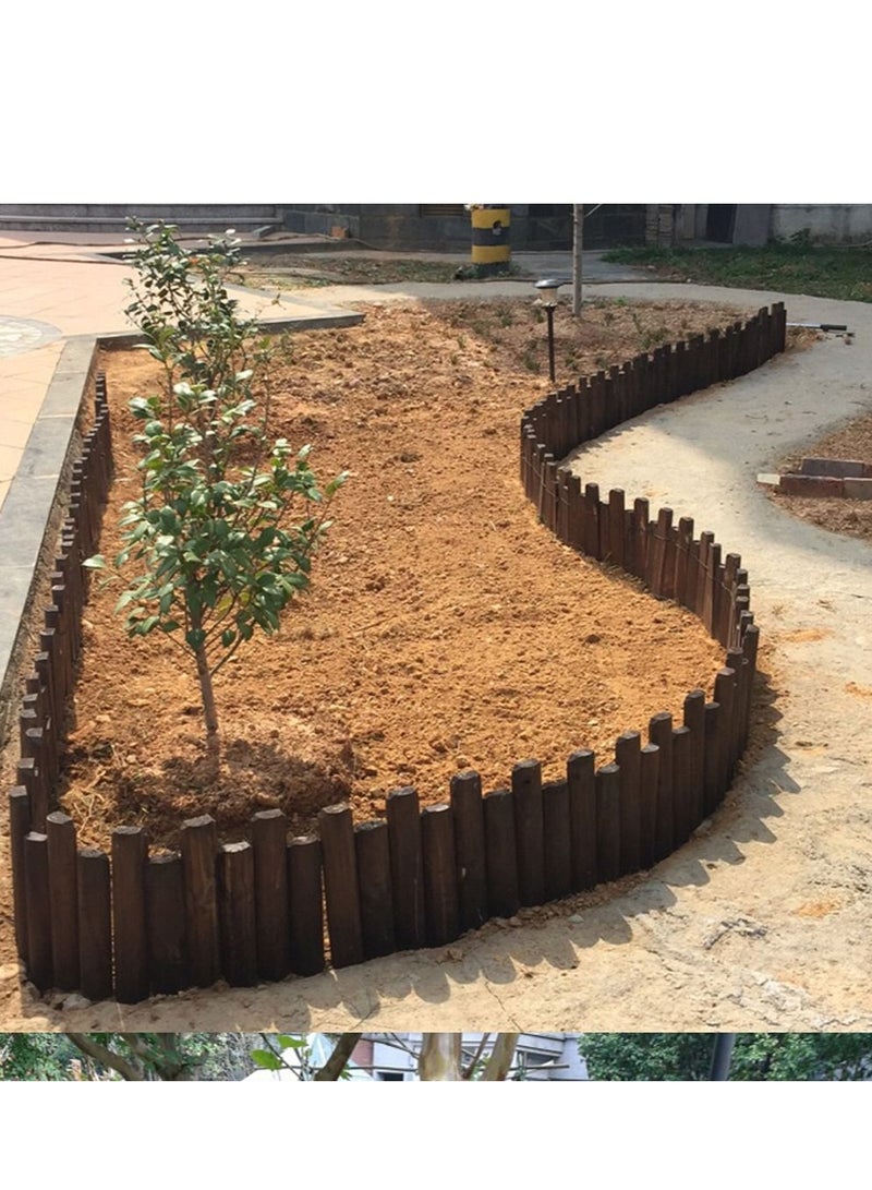 LINGWEI Wooden Picket Fence Brown 120x30cm - Image 2