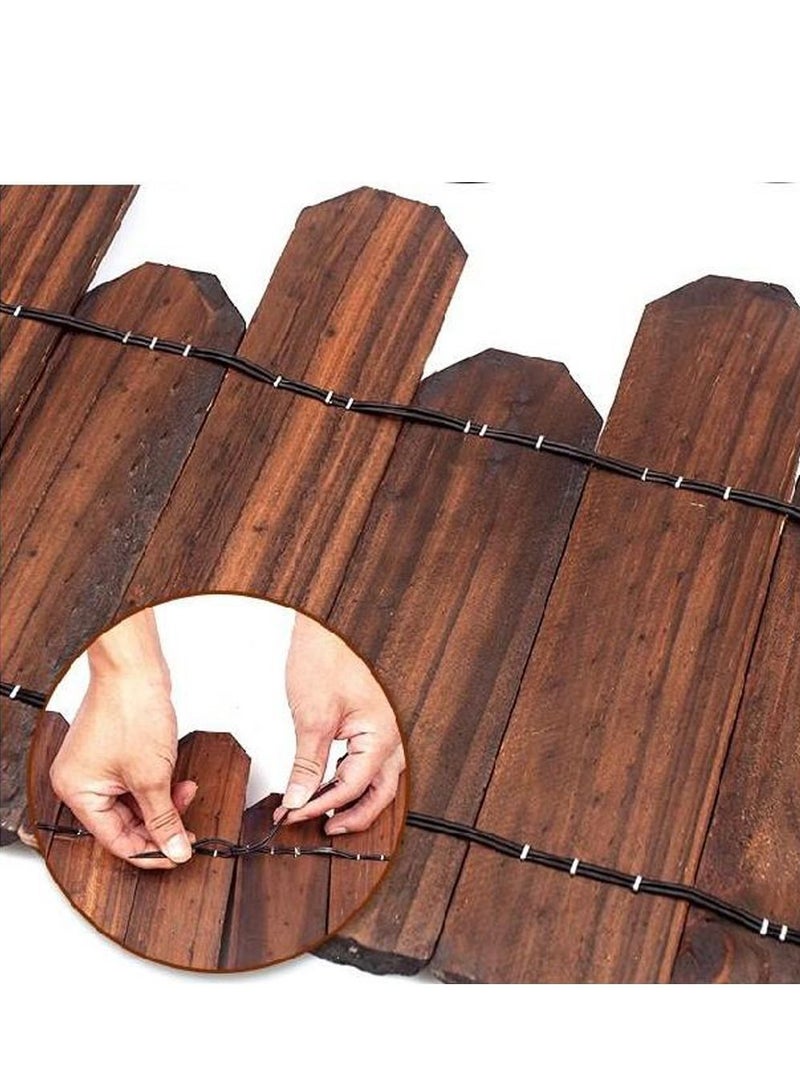 LINGWEI Wooden Picket Fence Brown 120x30cm - Image 4