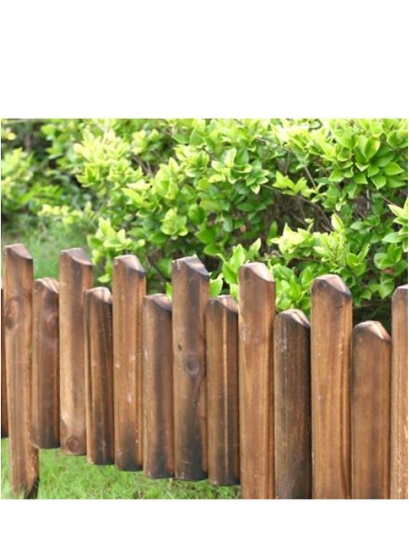 LINGWEI Wooden Picket Fence Brown 120x30cm - Image 3