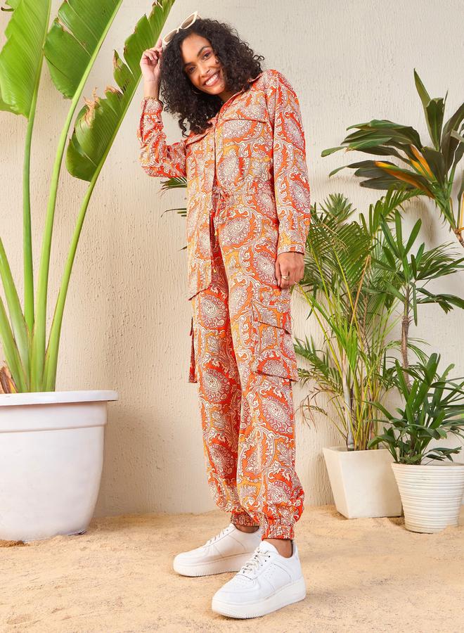 SASSAFRAS All Over Print Longline Shirt & Cargo Joggers Co-Ords by Styli - Image 3