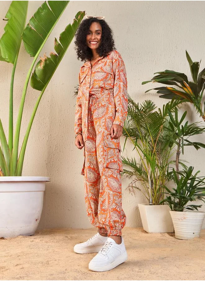 SASSAFRAS All Over Print Longline Shirt & Cargo Joggers Co-Ords by Styli
