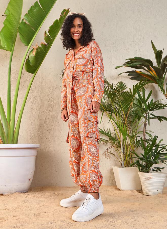 SASSAFRAS All Over Print Longline Shirt & Cargo Joggers Co-Ords by Styli - Image 1