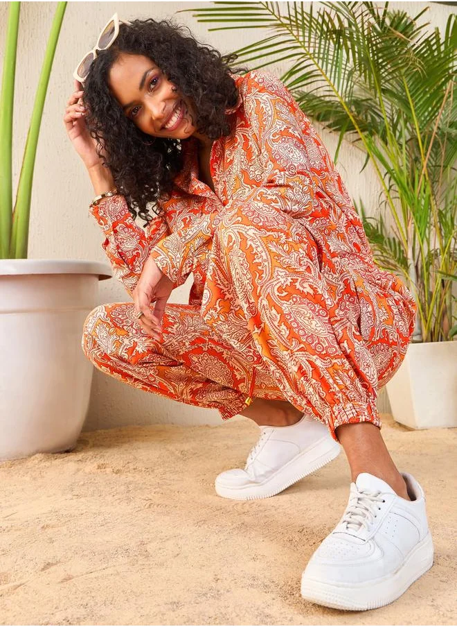 SASSAFRAS All Over Print Longline Shirt & Cargo Joggers Co-Ords by Styli