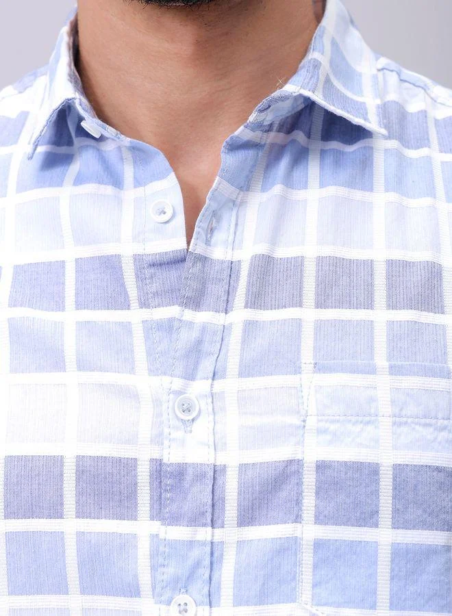 شركة المرآب الهندية Men Slim Fit Checkered Full Sleeves Cutaway Collar Casual Shirt