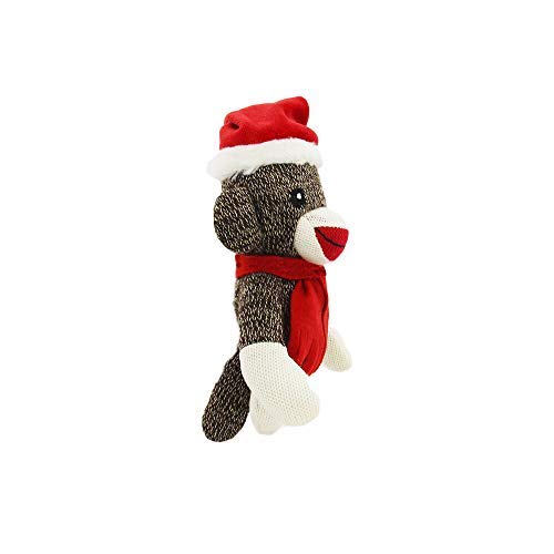 Plushland Sockiez Sockiez Sock Monkey 6 بوصات مع قبعة سانتا - حيوانات محشوة أفضل هدية عيد الميلاد للأطفال الفتيات في هذه العطلة (عيد الميلاد) - Image 3