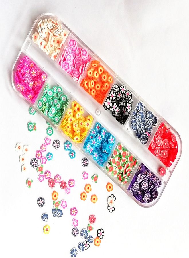 KASTWAVE 3D Nail Art Slice 24 Grids Mixed Fruits Nails and Mixed Flowers Slices Nail Art DIY Women Manicure Accessories Resin Fruit Nail Art Tips Slime Craft Polymer Clay Kit Slime Snowglobe Tumbler Craft - Image 1