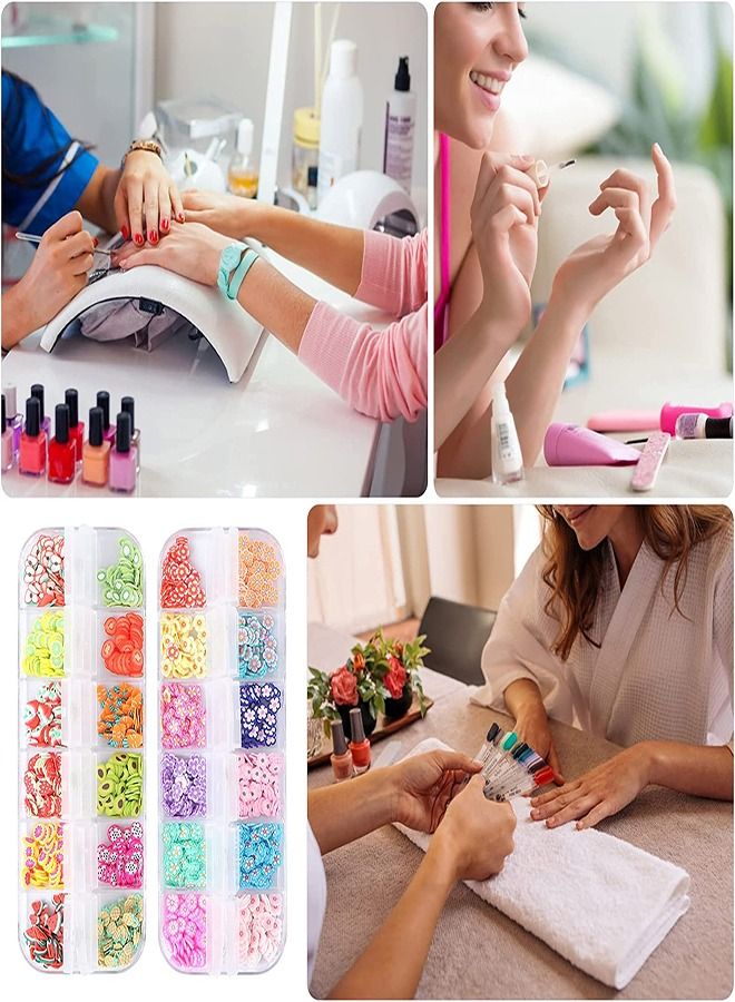 KASTWAVE 3D Nail Art Slice 24 Grids Mixed Fruits Nails and Mixed Flowers Slices Nail Art DIY Women Manicure Accessories Resin Fruit Nail Art Tips Slime Craft Polymer Clay Kit Slime Snowglobe Tumbler Craft - Image 2