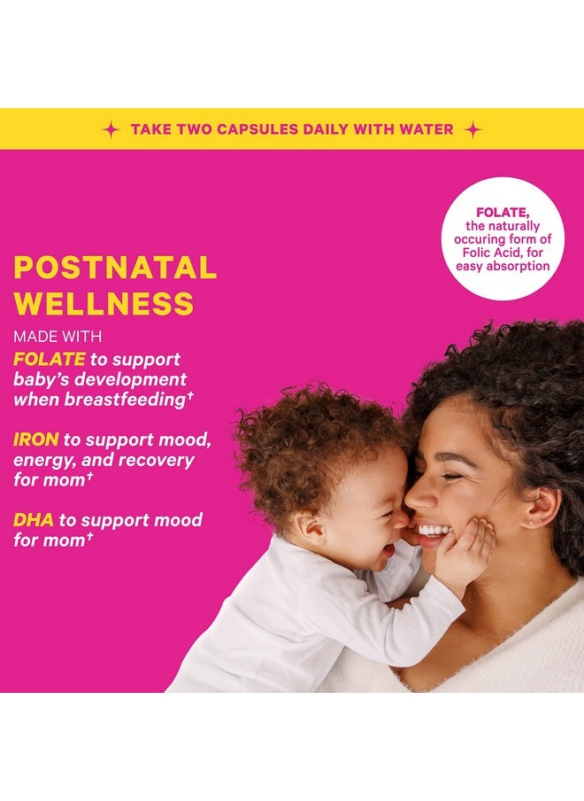 Pink Stork - Total Postnatal With Omega 3 Dha Postpartum Essentials Multivitamin With Folate Iron & B Complex Postnatal Vitamins For Breastfeeding Moms 60 Capsules 1 Month Supply - Image 1
