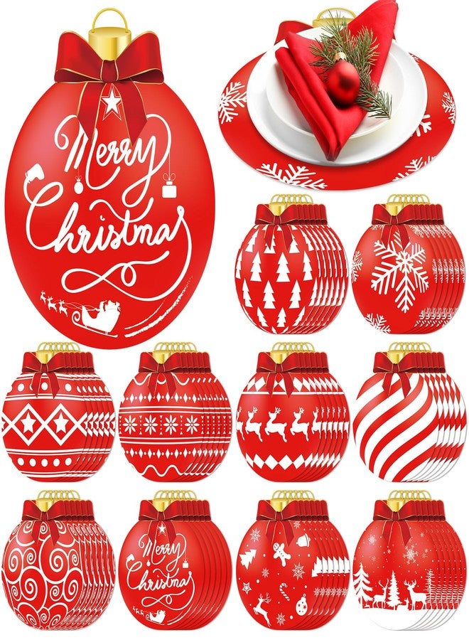OBUSATT 60Pcs Disposable Christmas Balls Place Mats Christmas Balls Paper Table Mats Winter Holiday Placemats Xmas Party Dining Table Decorations Merry Christmas Placemats for Kids Home Kitchen - Image 1