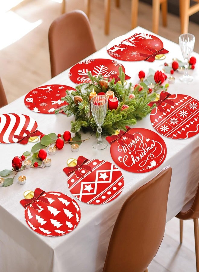 OBUSATT 60Pcs Disposable Christmas Balls Place Mats Christmas Balls Paper Table Mats Winter Holiday Placemats Xmas Party Dining Table Decorations Merry Christmas Placemats for Kids Home Kitchen - Image 5