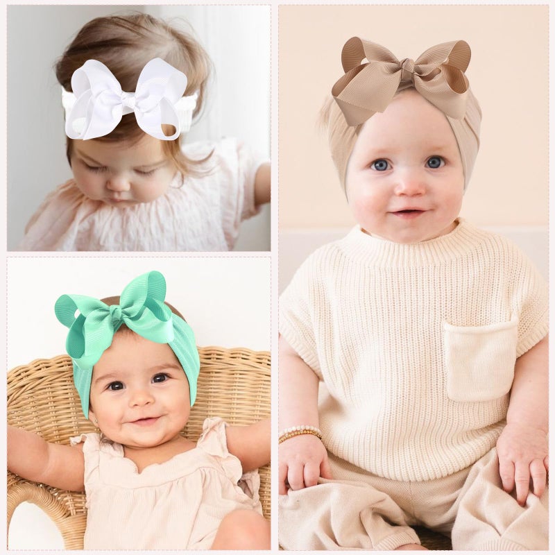 OAOLEER 24PCS Baby Girls Bows Headbands, Nylon Hairbands Ribbon Bow Elastic Hair Accessories for Newborns Infants Toddlers and Kids (Baby Headbands) - Image 5