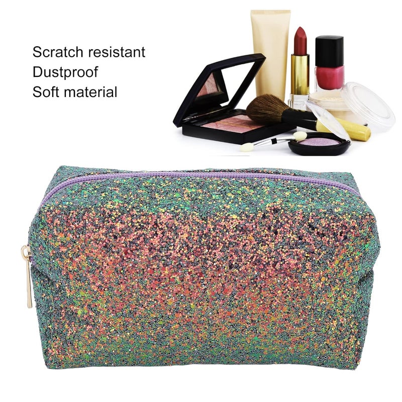 كلاراكو حقيبة مكياج لامعة، مجموعة حقيبة مكياج عالية السعة مقاومة للماء من الجلد الصناعي للاستخدام المنزلي والسفر - Image 4
