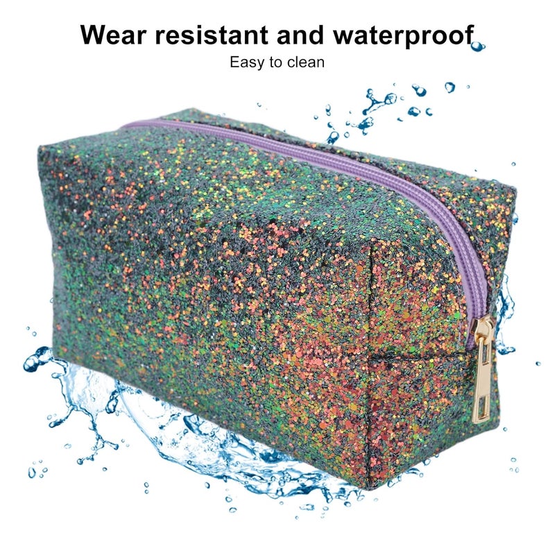 كلاراكو حقيبة مكياج لامعة، مجموعة حقيبة مكياج عالية السعة مقاومة للماء من الجلد الصناعي للاستخدام المنزلي والسفر - Image 2