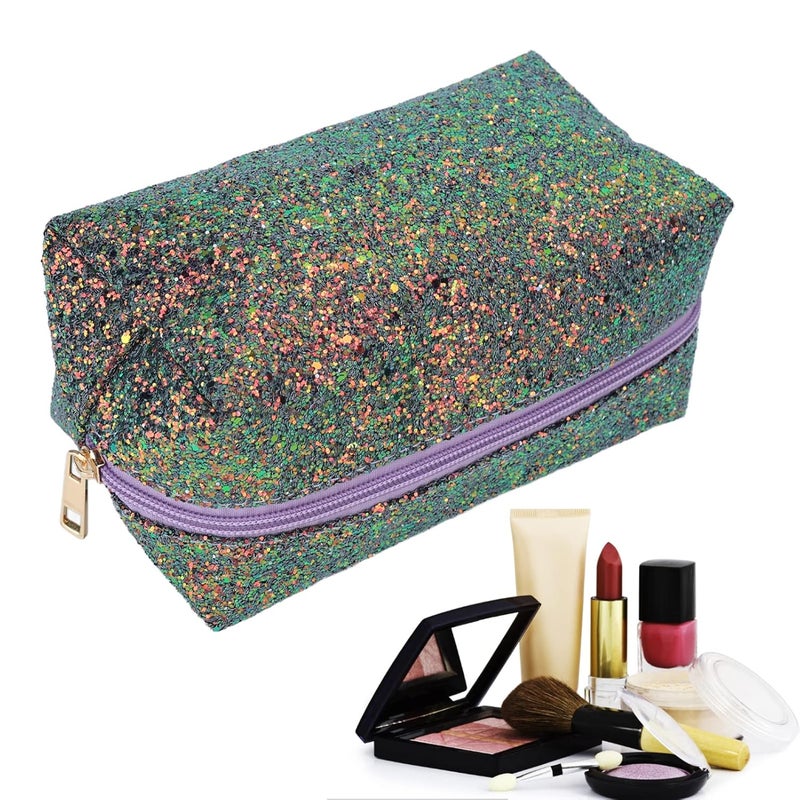 كلاراكو حقيبة مكياج لامعة، مجموعة حقيبة مكياج عالية السعة مقاومة للماء من الجلد الصناعي للاستخدام المنزلي والسفر - Image 5
