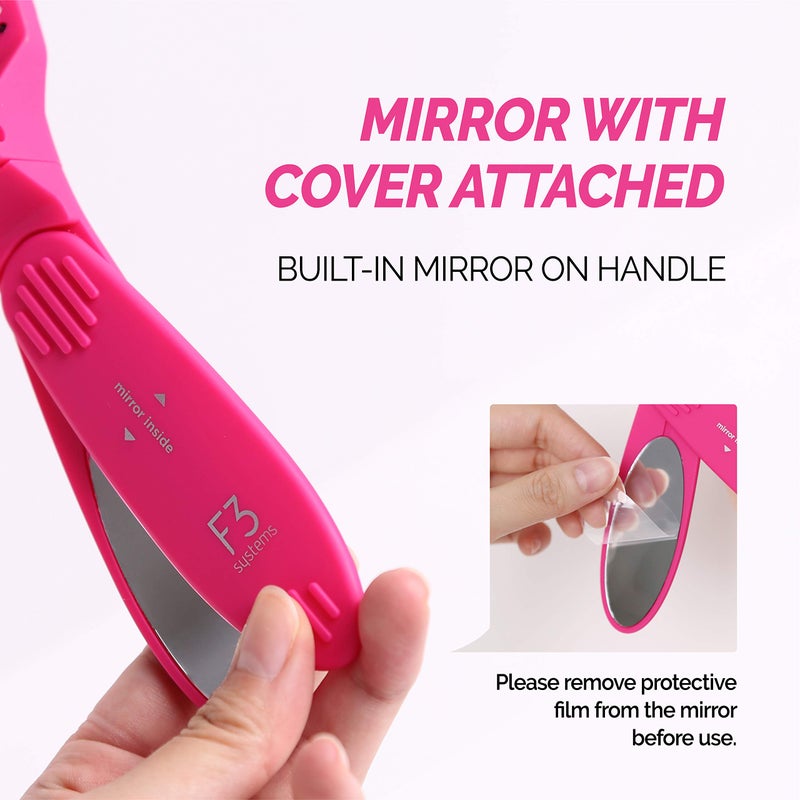 F3 Systems Compact Folding Hair Brush with Mirror - Detangling Comb for Adults & Kids, Portable for Travel & Storage, Wet & Dry Hair - Image 3