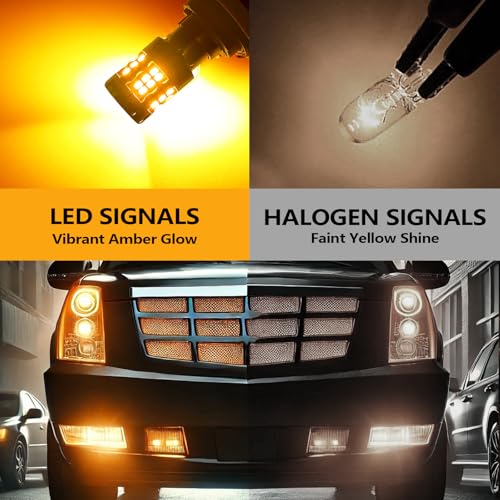 Zyvirexa 3157 LED Turn Signal Bulbs Compatible For Cadillac Escalade 2002-2014 (Front) & 1999-2013 (Rear), 3057 3357 3457 23757 3757 Bulb, Amber Yellow, Plug and Play, Pack of 2 - Image 2