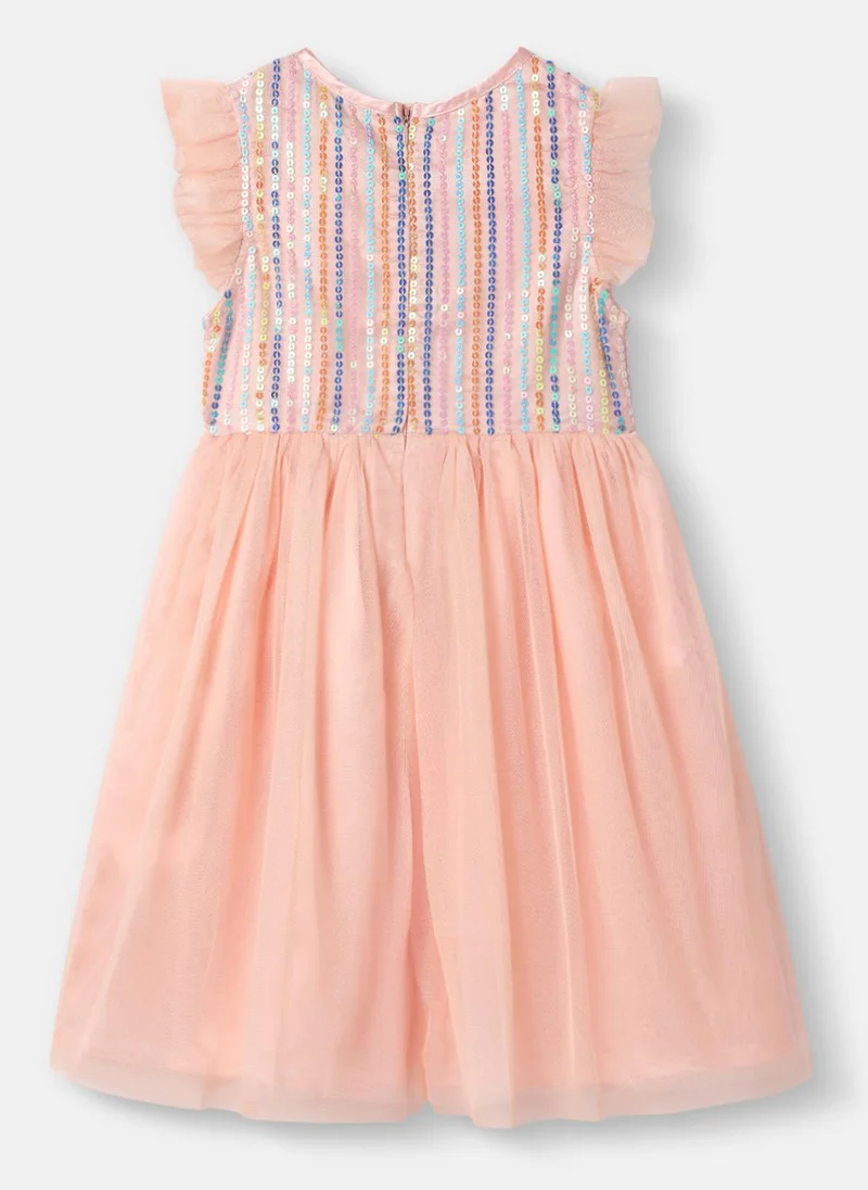 Nautinati  Nautinati Girls’ Sequined Mesh Party Dress|Ruffle Sleeves| Age 2 - 10 Years for Women | Best Price UAE