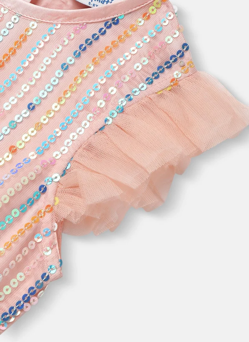 Nautinati  Nautinati Girls’ Sequined Mesh Party Dress|Ruffle Sleeves| Age 2 - 10 Years for Women | Best Price UAE